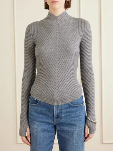 Victoria Beckham Georgia Ribbed Merino Wool Sweater | Thumbnail 3 Victoria Beckham Georgia Ribbed Merino Wool Sweater | Thumbnail 3
