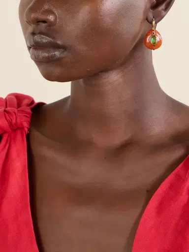 Roxanne Assoulin The Stone Pebble Gold-tone Carnelian And Crystal Earrings | Thumbnail 2 Roxanne Assoulin The Stone Pebble Gold-tone Carnelian And Crystal Earrings | Thumbnail 2