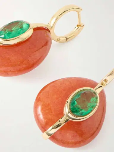 Roxanne Assoulin The Stone Pebble Gold-tone Carnelian And Crystal Earrings | Thumbnail 3 Roxanne Assoulin The Stone Pebble Gold-tone Carnelian And Crystal Earrings | Thumbnail 3
