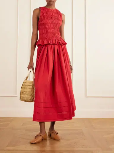 Faithfull Cales Pleated Cotton-poplin Midi Skirt | Thumbnail 2