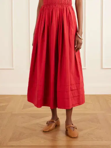 Faithfull Cales Pleated Cotton-poplin Midi Skirt | Thumbnail 3