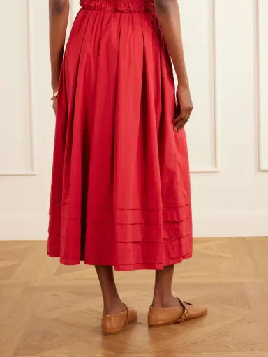 Faithfull Cales Pleated Cotton-poplin Midi Skirt | Thumbnail 4