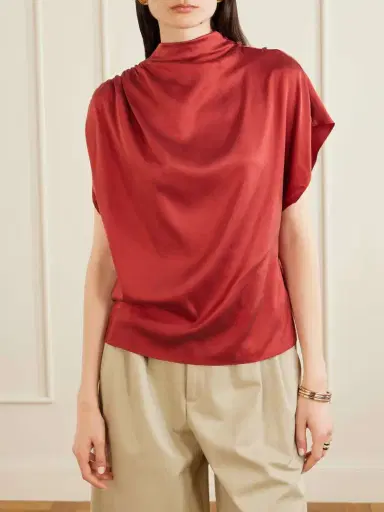 TWP Wish You Would Draped Silk-blend Charmeuse Blouse | Thumbnail 3 TWP Wish You Would Draped Silk-blend Charmeuse Blouse | Thumbnail 3