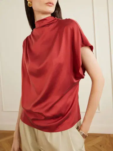 TWP Wish You Would Draped Silk-blend Charmeuse Blouse | Thumbnail 5 TWP Wish You Would Draped Silk-blend Charmeuse Blouse | Thumbnail 5
