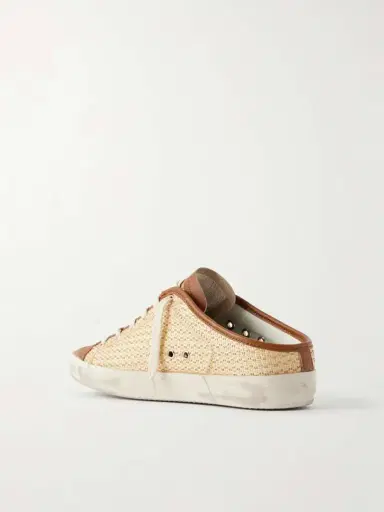 Golden Goose Super-star Sabot Distressed Leather-trimmed Raffia Slip-on Sneakers | Thumbnail 3 Golden Goose Super-star Sabot Distressed Leather-trimmed Raffia Slip-on Sneakers | Thumbnail 3