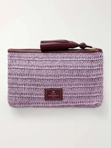 Anya Hindmarch Wink Tasseled Leather-trimmed Raffia Clutch Bag | Thumbnail 4 Anya Hindmarch Wink Tasseled Leather-trimmed Raffia Clutch Bag | Thumbnail 4