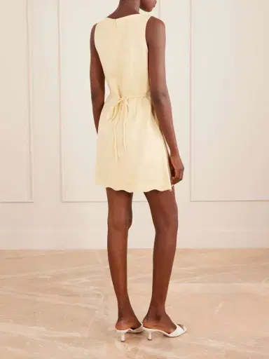 Faithfull Alondra Tie-detailed Scalloped Linen Mini Dress | Thumbnail 3 Faithfull Alondra Tie-detailed Scalloped Linen Mini Dress | Thumbnail 3