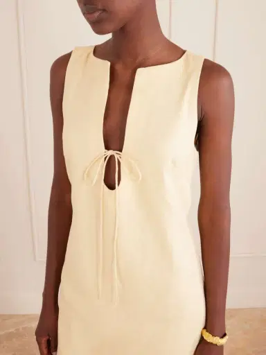 Faithfull Alondra Tie-detailed Scalloped Linen Mini Dress | Thumbnail 4 Faithfull Alondra Tie-detailed Scalloped Linen Mini Dress | Thumbnail 4