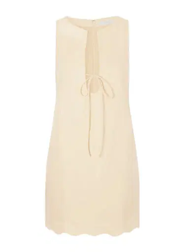 Faithfull Alondra Tie-detailed Scalloped Linen Mini Dress | Thumbnail 1 Faithfull Alondra Tie-detailed Scalloped Linen Mini Dress | Thumbnail 1