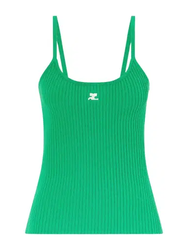 Courrèges Reedition Logo-appliquéd Ribbed-knit Tank | Thumbnail 1 Courrèges Reedition Logo-appliquéd Ribbed-knit Tank | Thumbnail 1