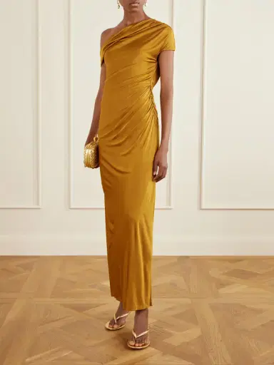 Galvan Off-the-shoulder Draped Satin-jersey Maxi Dress | Thumbnail 2 Galvan Off-the-shoulder Draped Satin-jersey Maxi Dress | Thumbnail 2