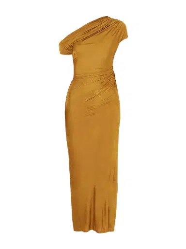 Galvan Off-the-shoulder Draped Satin-jersey Maxi Dress | Thumbnail 1 Galvan Off-the-shoulder Draped Satin-jersey Maxi Dress | Thumbnail 1