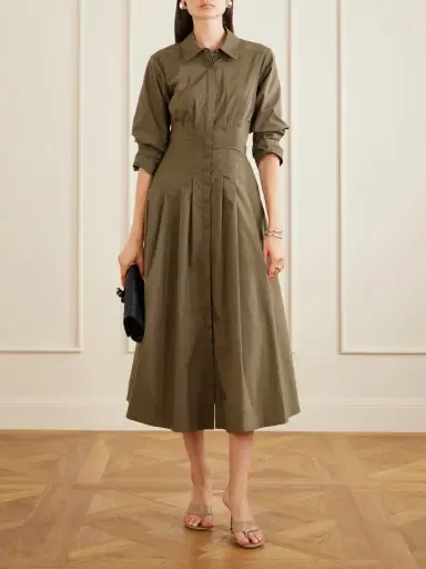Simkhai Jazz Pintucked Cotton-blend Poplin Midi Shirt Dress | Thumbnail 2 Simkhai Jazz Pintucked Cotton-blend Poplin Midi Shirt Dress | Thumbnail 2