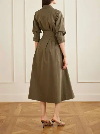 Simkhai Jazz Pintucked Cotton-blend Poplin Midi Shirt Dress | Thumbnail 3 Simkhai Jazz Pintucked Cotton-blend Poplin Midi Shirt Dress | Thumbnail 3