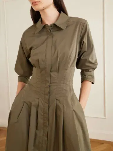 Simkhai Jazz Pintucked Cotton-blend Poplin Midi Shirt Dress | Thumbnail 4 Simkhai Jazz Pintucked Cotton-blend Poplin Midi Shirt Dress | Thumbnail 4
