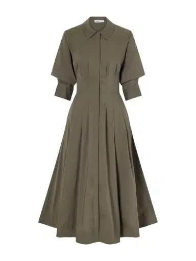 Simkhai Jazz Pintucked Cotton-blend Poplin Midi Shirt Dress | Thumbnail 1 Simkhai Jazz Pintucked Cotton-blend Poplin Midi Shirt Dress | Thumbnail 1