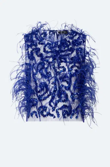 Lapointe Sequin & Feather Embroidery Cropped Tank | Thumbnail 5 Lapointe Sequin & Feather Embroidery Cropped Tank | Thumbnail 5