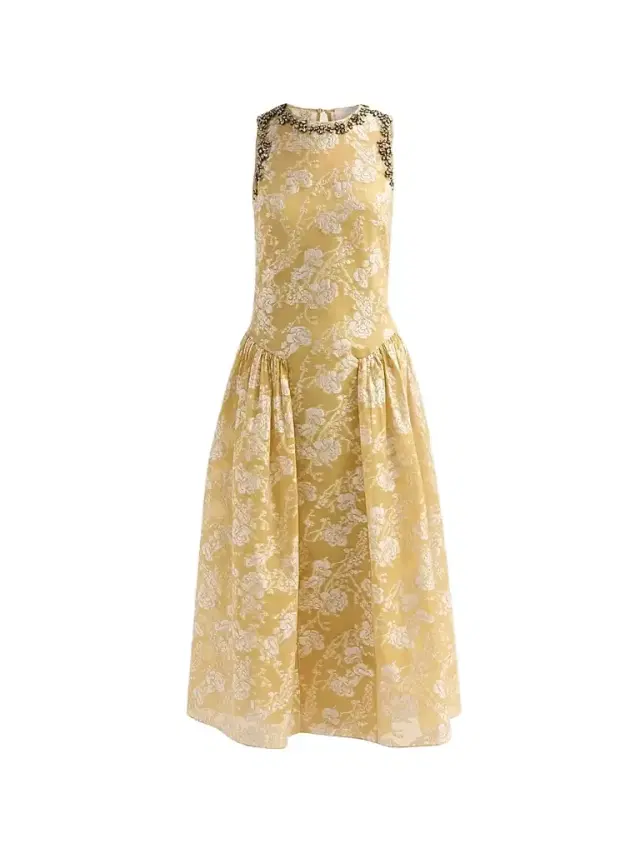 Women's Florence Floral Jacqaurd Midi-Dress - Ochre Muse White