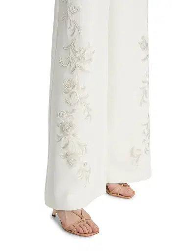 Cinq à Sept Women's Roxane Embroidered Wide-Leg Pants - Ivory Natural - Size 14 | Thumbnail 6 Cinq à Sept Women's Roxane Embroidered Wide-Leg Pants - Ivory Natural - Size 14 | Thumbnail 6