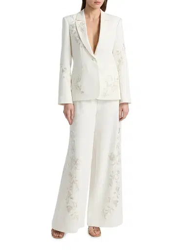 Cinq à Sept Women's Karlie Embroidered Blazer - Ivory Natural - Size 16 | Thumbnail 2 Cinq à Sept Women's Karlie Embroidered Blazer - Ivory Natural - Size 16 | Thumbnail 2