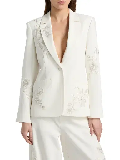 Cinq à Sept Women's Karlie Embroidered Blazer - Ivory Natural - Size 16 | Thumbnail 3 Cinq à Sept Women's Karlie Embroidered Blazer - Ivory Natural - Size 16 | Thumbnail 3