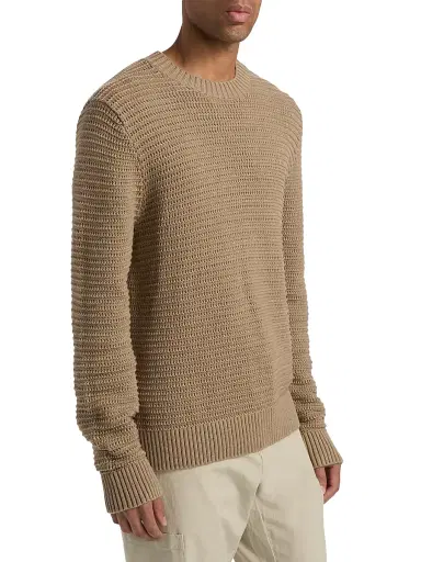 Vince Men's Knitted Cotton-Cashmere Crewneck Sweater - Dark Pecan - Size XXL | Thumbnail 4