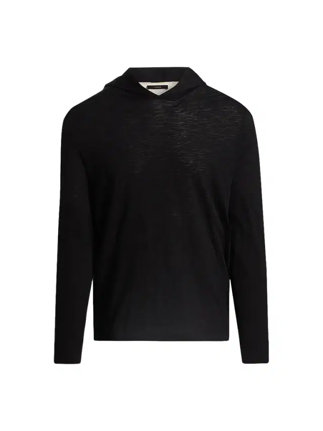 Men's Fine Slub Double-Layer Cotton Hoodie - Black Smock White