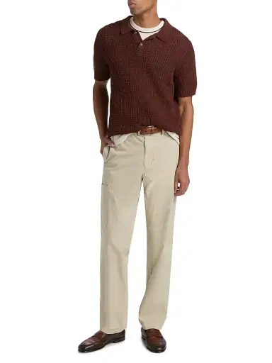 Vince Men's Seed-Stitch Ribbed Cotton Polo Shirt - Deep Satin - Size XXL | Thumbnail 2 Vince Men's Seed-Stitch Ribbed Cotton Polo Shirt - Deep Satin - Size XXL | Thumbnail 2