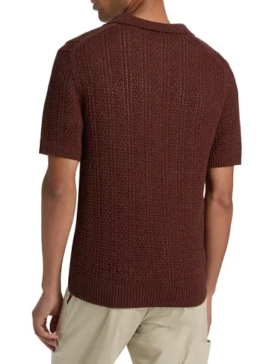 Vince Men's Seed-Stitch Ribbed Cotton Polo Shirt - Deep Satin - Size XXL | Thumbnail 5 Vince Men's Seed-Stitch Ribbed Cotton Polo Shirt - Deep Satin - Size XXL | Thumbnail 5