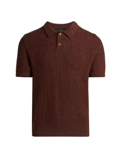 Vince Men's Seed-Stitch Ribbed Cotton Polo Shirt - Deep Satin - Size XXL | Thumbnail 1 Vince Men's Seed-Stitch Ribbed Cotton Polo Shirt - Deep Satin - Size XXL | Thumbnail 1