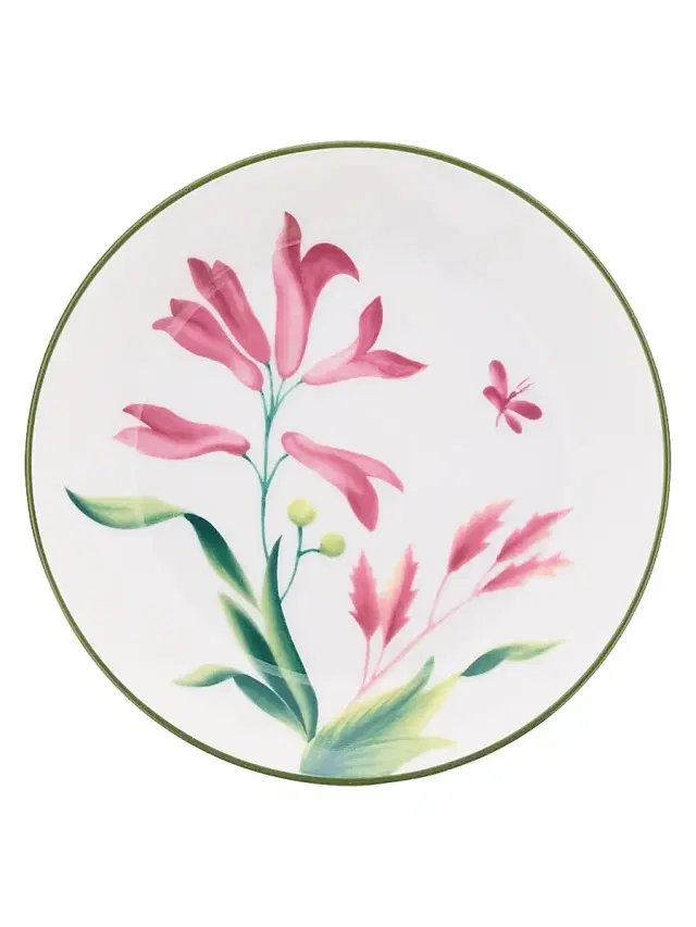 Ginori 1735 Florenza Porcelain Tea Saucer - Pink White