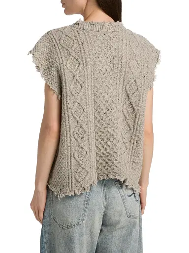 R13 Women's Boyfriend Cable-Knit Wool-Blend Sweater Vest - Light Heather Grey Tweed | Thumbnail 5 R13 Women's Boyfriend Cable-Knit Wool-Blend Sweater Vest - Light Heather Grey Tweed | Thumbnail 5