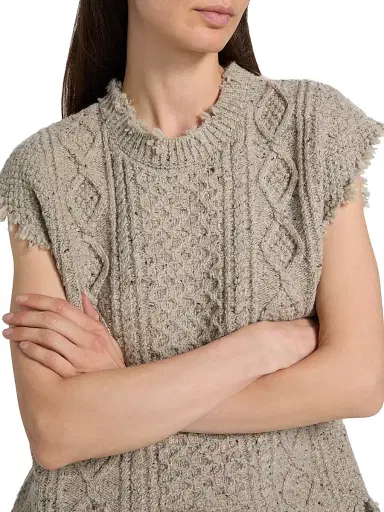 R13 Women's Boyfriend Cable-Knit Wool-Blend Sweater Vest - Light Heather Grey Tweed | Thumbnail 6 R13 Women's Boyfriend Cable-Knit Wool-Blend Sweater Vest - Light Heather Grey Tweed | Thumbnail 6