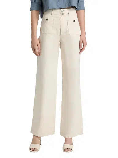 Veronica Beard Women's Taylor Cotton High-Rise Wide-Leg Jeans - Ecru - Size 32 | Thumbnail 3 Veronica Beard Women's Taylor Cotton High-Rise Wide-Leg Jeans - Ecru - Size 32 | Thumbnail 3