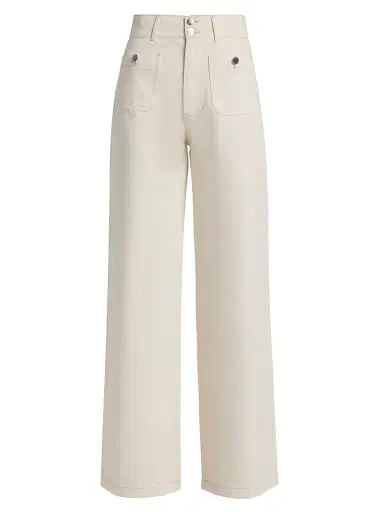 Veronica Beard Women's Taylor Cotton High-Rise Wide-Leg Jeans - Ecru - Size 32 | Thumbnail 1 Veronica Beard Women's Taylor Cotton High-Rise Wide-Leg Jeans - Ecru - Size 32 | Thumbnail 1