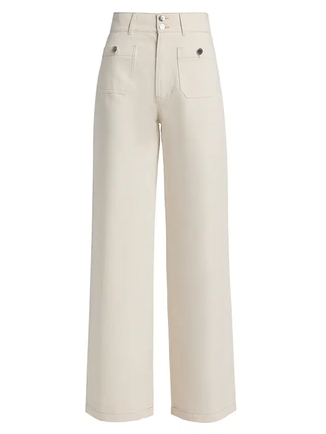 Veronica Beard Women's Taylor Cotton High-Rise Wide-Leg Jeans - Ecru
