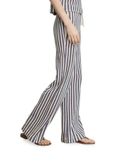 Veronica Beard Women's Zosia Striped Cotton-Blend Pants - Ecru Bluefin Multi - Size Large | Thumbnail 4 Veronica Beard Women's Zosia Striped Cotton-Blend Pants - Ecru Bluefin Multi - Size Large | Thumbnail 4