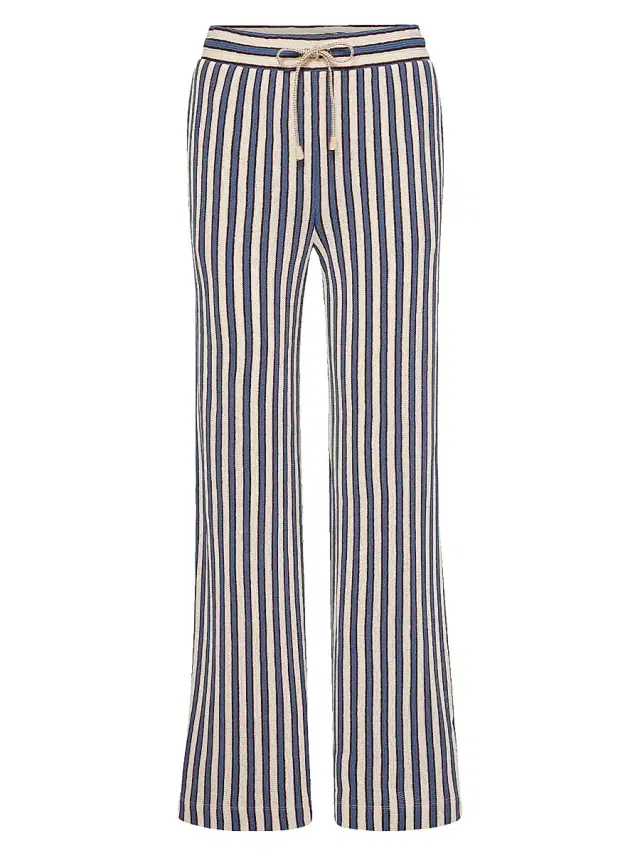 Veronica Beard Women's Zosia Striped Cotton-Blend Pants - Ecru Bluefin Multi