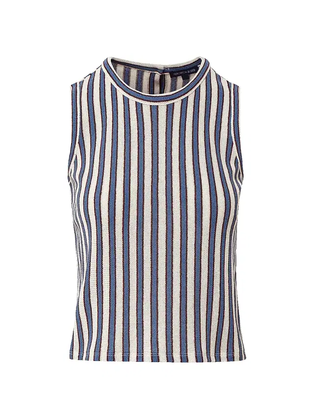 Women's Dravin Striped Cotton-Blend Sleeveless Top - Ecru Bluefin Multi