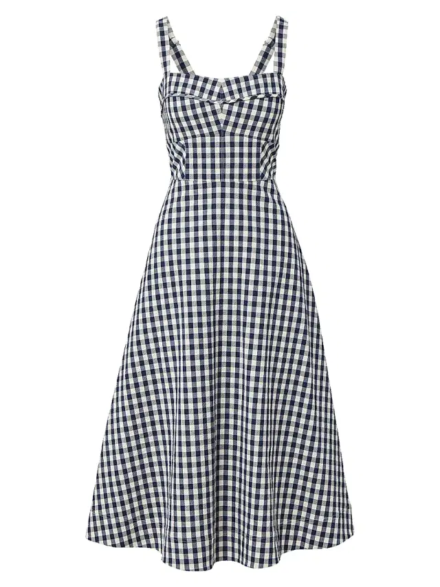 Veronica Beard Women's Aila Gingham Midi-Dress - Navy Dove