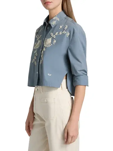 Veronica Beard Women's Aderes Cotton Embroidered Shirt | Thumbnail 4 Veronica Beard Women's Aderes Cotton Embroidered Shirt | Thumbnail 4