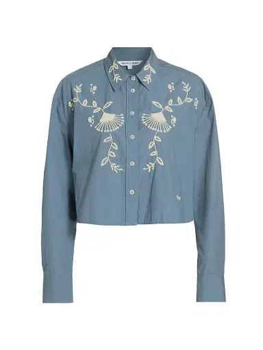 Veronica Beard Women's Aderes Cotton Embroidered Shirt | Thumbnail 1 Veronica Beard Women's Aderes Cotton Embroidered Shirt | Thumbnail 1