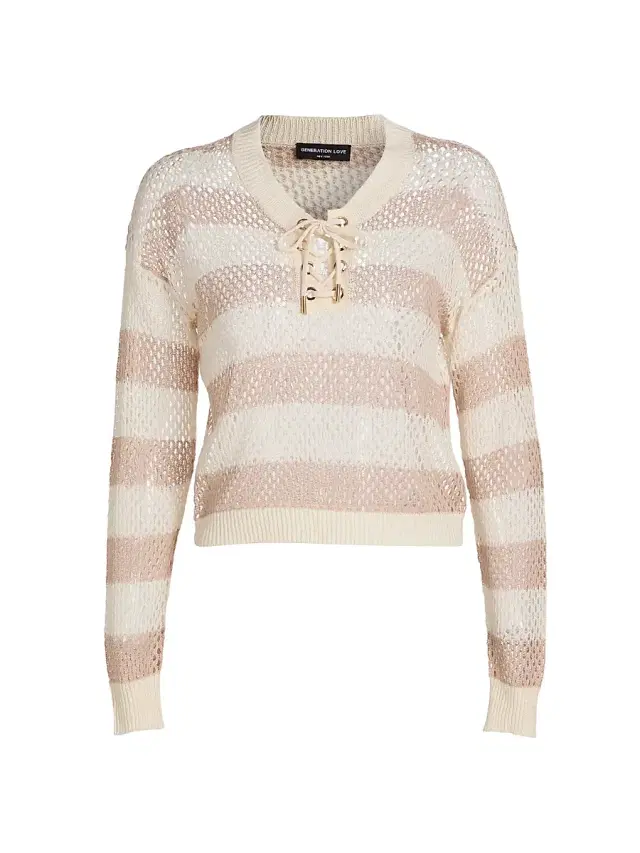 Generation Love Women's Samantha Striped Sweater - Cream Champagne