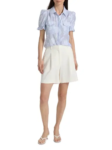 Generation Love Women's Mina Floral-Stripe Cotton Shirt - Light Blue White | Thumbnail 2 Generation Love Women's Mina Floral-Stripe Cotton Shirt - Light Blue White | Thumbnail 2