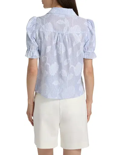 Generation Love Women's Mina Floral-Stripe Cotton Shirt - Light Blue White | Thumbnail 5 Generation Love Women's Mina Floral-Stripe Cotton Shirt - Light Blue White | Thumbnail 5