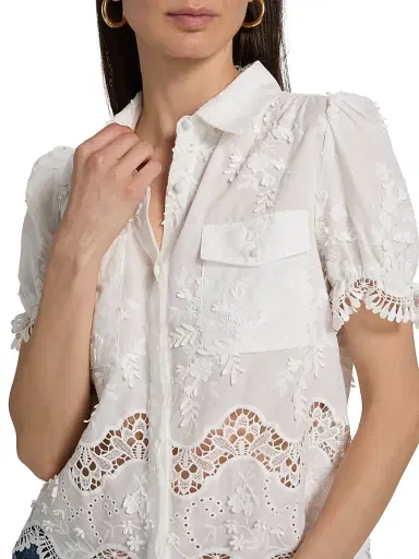Generation Love Women's Mina 3D Voile Top - White | Thumbnail 6 Generation Love Women's Mina 3D Voile Top - White | Thumbnail 6