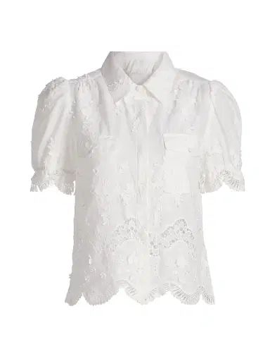 Generation Love Women's Mina 3D Voile Top - White | Thumbnail 1 Generation Love Women's Mina 3D Voile Top - White | Thumbnail 1