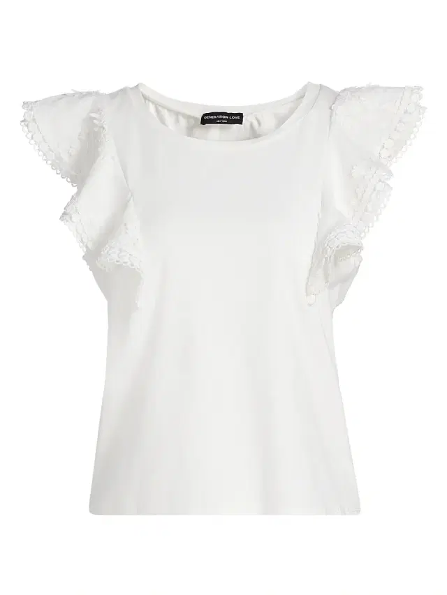 Women's Dana 3D Voile Flutter-Sleeve T-Shirt - White