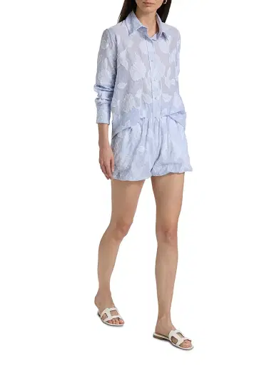 Generation Love Women's Malinda Floral Stripe Cotton Shirt - Light Blue White - Size Large | Thumbnail 2 Generation Love Women's Malinda Floral Stripe Cotton Shirt - Light Blue White - Size Large | Thumbnail 2