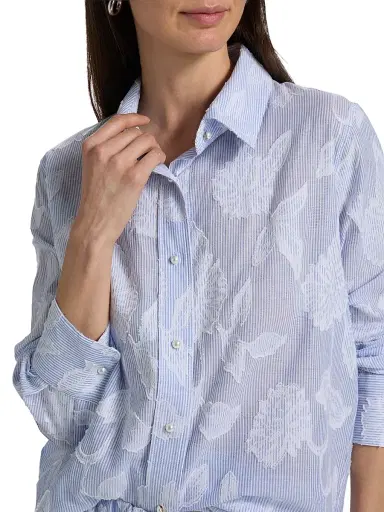 Generation Love Women's Malinda Floral Stripe Cotton Shirt - Light Blue White - Size Large | Thumbnail 6 Generation Love Women's Malinda Floral Stripe Cotton Shirt - Light Blue White - Size Large | Thumbnail 6